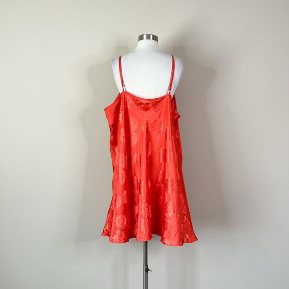 Lane Bryant | Y2K Vintage Floral Orange Satin Halter Tie Slip Short Pajama Dress - Picture 6 of 9